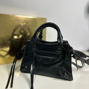 Balenciaga Mini Neo Classic City Croc-effect Leather Bag